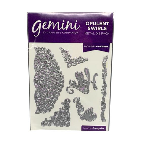 Crafters Companion Gemini Metal Die Pack Opulent Swirls 6 Designs Hello Love - Picture 1 of 2